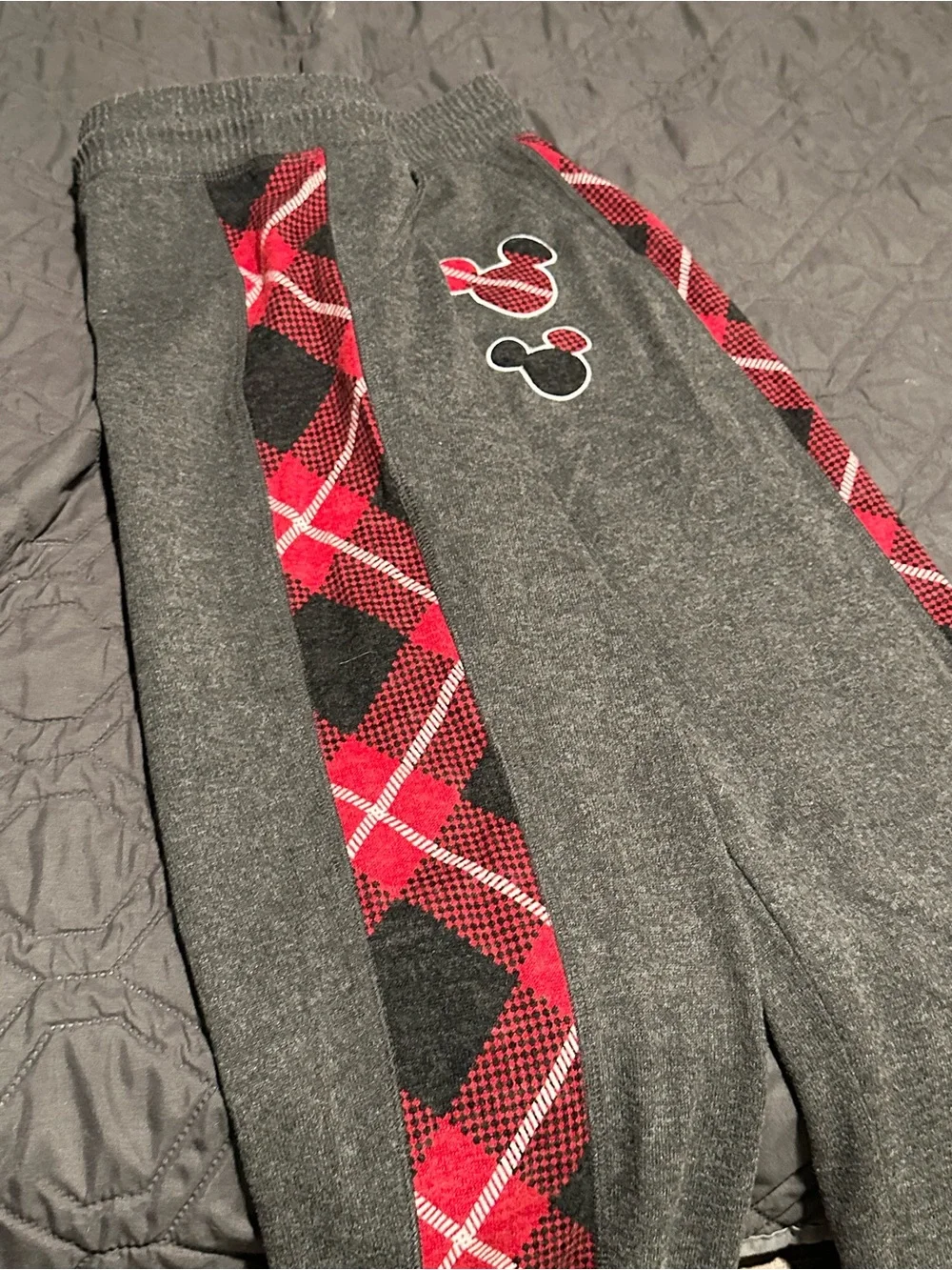 Disney Gray Joggers with Red Plaid Trim - Picture 3 of 4